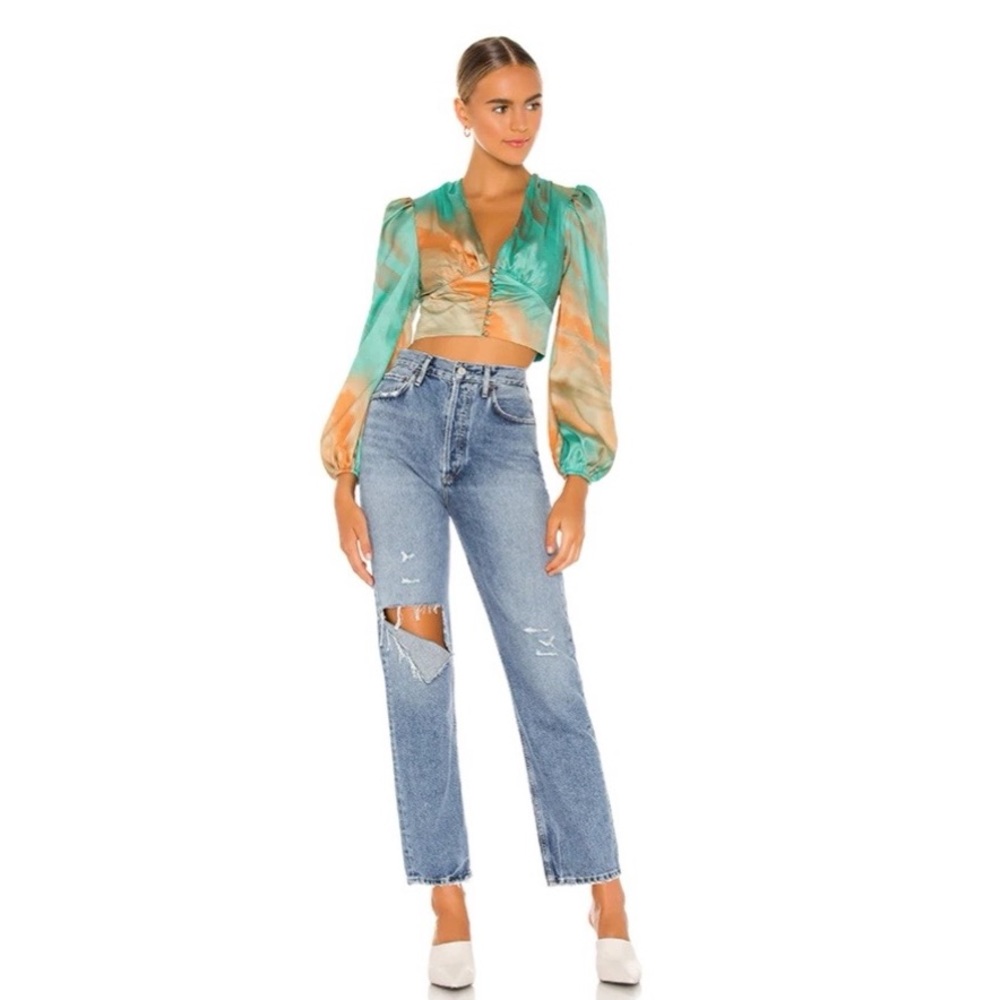 NWT superdown Eleen Blouson Top in Teal Multi